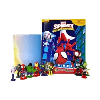 Image de Marvel Spidey et Ses Amis Extraordinaires Comptines Figurines Livre illustré, 10 figurines, tapis de jeu