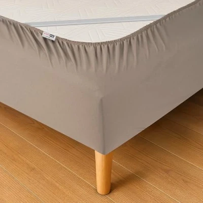 Image de Wrappybag Cache Sommier 180 x 200 en Coton avec Élastiques Rénovez et Modernisez Votre Ancien Couleur Taupe 6 Tailles Disponibles