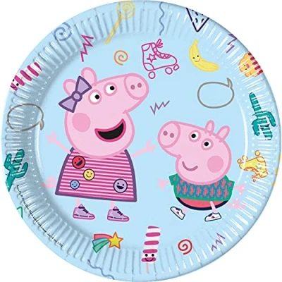 Image de Procos FSC® Mix 93436 Lot de 8 assiettes jetables en papier pour anniversaire d&#039;enfant Motif Peppa Pig 23 cm