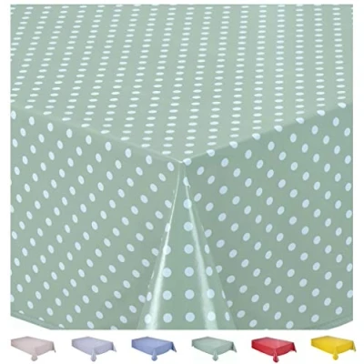 Image de Home Direct Nappe Toile cirée PVC Rectangulaire 140 x 200 cm Petit Pois Vert Sauge