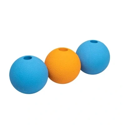 Image de Amazon Basics balles suprêmes en caoutchouc pour chien, 6.4 cm (Lot de 3), Bleu, Orange