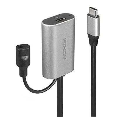 Image de Câble d&#039;extension USB de type C LINDY 5 m Blindé Or 5000 Mbit/s Noir