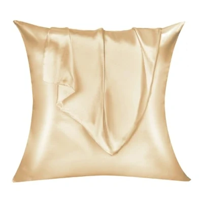 Image de Lirex Lot de 2 taie d&#039;oreiller Satin 80x80cm, Similaire à la en Soie, Satinées Housse Doux Prend Soin Votre Peau et Antichute Cheveux (Champagne)