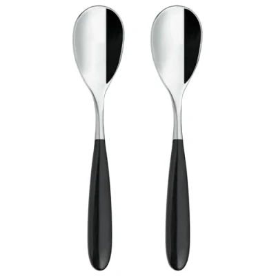 Image de Rockingham Forge Yin and Yang Lot de 2 cuillères à café luxe en acier inoxydable 18/10 poignées noir, plastique PBT