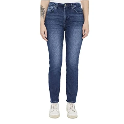 Image de ONLY ONLSUI Mid Slim ANK DNM PIM114 Jeans, Bleu foncé Denim, 30W x 32L Femme