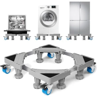Image de WUFANC Support Machine A Laver Seche Linge 8 Pieds 4 Roulettes, Socle RéGlable 41 66cm, Lave Absorption Des Chocs Antidérapante, Peut Supporter 300 Kg Gros ÉLectroménager