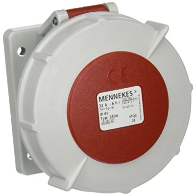 Image de Mennekes 101100297 bases semi encastrement cEE, prises de courant 400 V, 50 60 Hz, 32 A, 5 pôles, IP 67, 10 Emballage, rouge