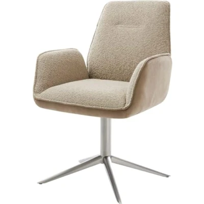 Image de chaise pivotante Zoa Flex tissu mixte couleur boue pied de 4 branches acier inoxydable brossé pivotement sur 360 fonction bascule ressorts ensachés