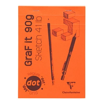 Image de Clairefontaine 96651C Bloc Agrafé GraF&#039;it 80 Feuilles Papier Dessin Croquis Réglure pointillés DOT Détachables A5 14,8x21 cm 90g Couleur de Couverture Aléatoire