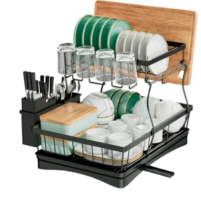 Image de edihome, Egouttoir Vaisselle, Egoutoire Vaisselle Cuisine, sur Evier, Inox, Drying Rack, Buse Rotative 360, Égouttoir à (2 Niveaux)