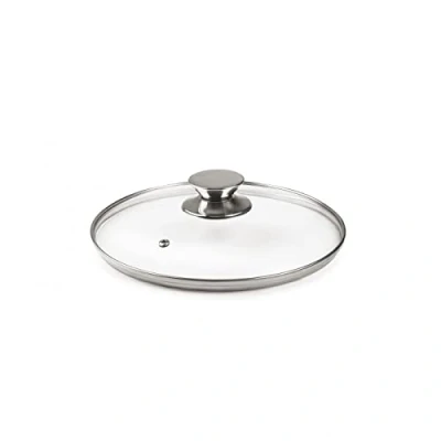 Image de Ibili 971618 Couvercle en Verre Poignée Acier Inoxydable 18 cm