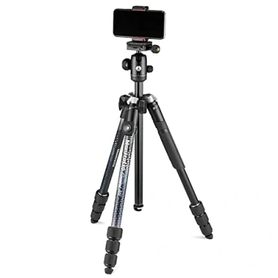 Image de Manfrotto Element MII Trépied pour Appareil photo en aluminium avec Rotule et Bluetooth, Support Smartphone Téléphone, Stabilisateur compact, CSC, DSLR