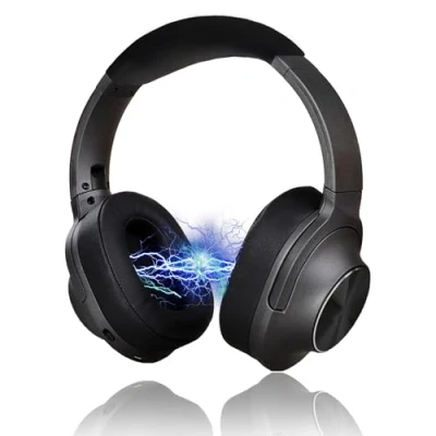 Image de Casque Sans Fil Bluetooth 5.0 à Réduction de Bruit Active Ajustable &amp; Pliable 16H d&#039;autonomie Pochette Rangement Noir