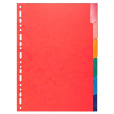 Image de Exacompta Réf. 2206E Carton de 25 Intercalaires en carte lustrée 225g/m2 FSC® avec 6 onglets neutres couleurs renforcés et plastifiés Bande perforation renforcée Format à classer A4