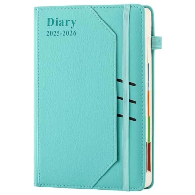 Image de Agenda académique 2025 2026 page par jour Format A5 Semestriel 2025/26 journalier de juillet à juin Avec poche Bleu