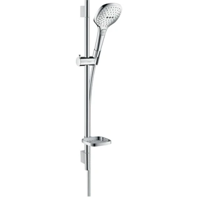 Image de hansgrohe Raindance Select E Set de douche 120 3 jet avec barre Unica&#039;S puro 65 cm et porte savon, blanc/chromé, 26620400