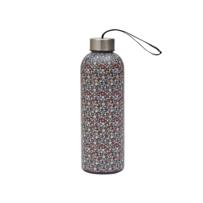 Image de Eco Chic Bouteille thermique réutilisable de voyage isotherme en acier inoxydable avec couvercle anti fuite Utilisable pour boissons chaudes et froides (Petites fleurs Noir)