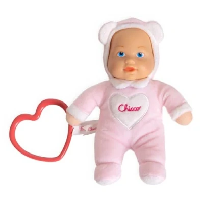 Image de Chicco Jouet Ma Première Poupée, avec Anneau en Forme de cœur, Poupée Peluche Facile à saisir, Doux et Léger, Lavable Machine, 0 Mois Plus, Rose Clair