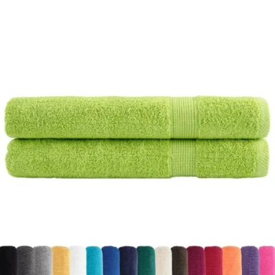 Image de VidaXL Serviettes de Qualité Supérieure 2 pcs, Douche, Draps Bain, d&#039;Invité Toilette, Vert 137509