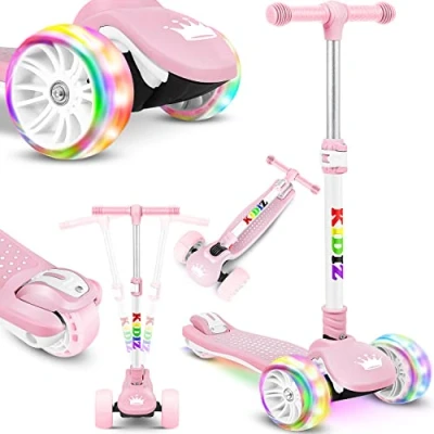 Image de KIDIZ® Trottinette Pro1 à 3 Roues avec LED en polyuréthane Hauteur réglable, Rose