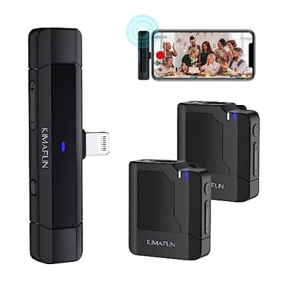 Image de KIMAFUN Microphone Lavalier sans Fil pour i Phone, Micro Cravate Plug Play Youtube/Facebook/TIK Tok Live Stream, Vloggers, Enregistrement Vidéo, Interview, G50 6(2TX+1RX)