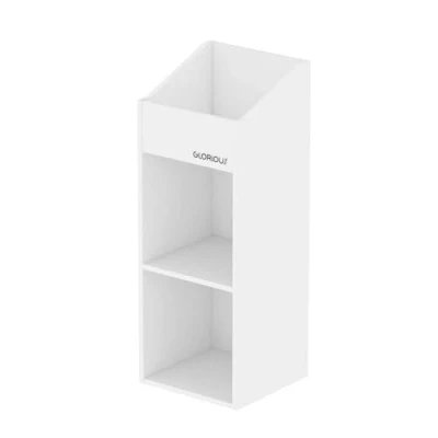 Image de Reloop Glorious Record Rack 330 white station vinyle avancée avec une disposition en deux parties, peut contenir jusqu&#039;à enregistrements de 12 pouces, blanc