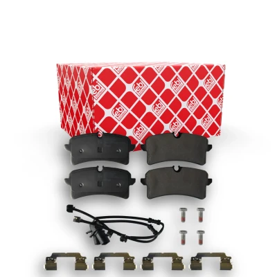 Image de FEBI BILSTEIN 172183 Jeu de plaquettes frein Essieu arrière contact signal d&#039;usure inclus avec kit vis AUDI: A6 C7 Avant, A7 Sportback