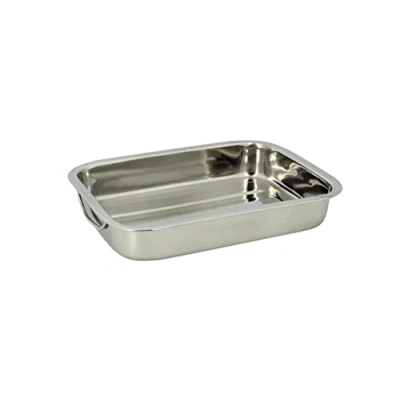 Image de MENASTYL Plat à four inox de qualité Harry 30x21 cm forme rectangle avec poignées acier inoxydable rabattables 4615220