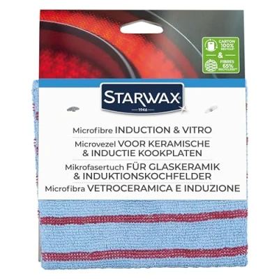 Image de STARWAX Chiffon en microfibre spécialement conçu pour la vitrocéramique et l&#039;induction Nettoie saleté les éclaboussures de graisse Côté abrasif absorbant Ne raye pas Lavable