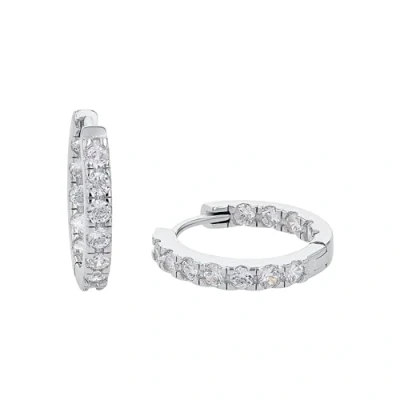 Image de Amor Boucles d&#039;oreilles créoles pour femme en argent sterling 925, avec zircone synthétique, 1,8 cm, argent, livrées dans une boîte cadeau, 2017380