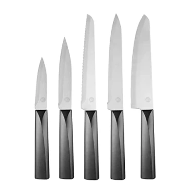 Image de MasterChef Set de 5 Couteaux, Contient Couteau d&#039;Office, Universel, à Viande, Pain et Chef, Acier Inoxydable, Manche Ergonomique