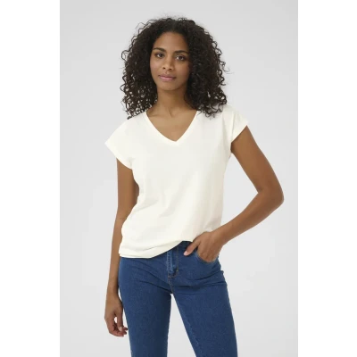 Image de Kaffe Kalise SS Tshirt basique, Femme, Taille: XS, Chalk