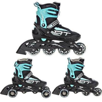 Image de RAVEN Profession Roller en Ligne Triskate Patin à Roulette 3 1 Noir/Menthe Taille 38 42 (24,5 27 cm) Ajustable