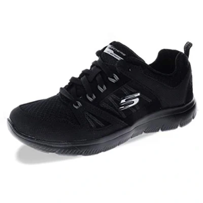 Image de Skechers Femme Summits New World Baskets, Noir (Black Leather/Mesh/Black Trim BBK), 41 EU