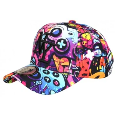 Image de Casquette NY Enfant Bleue et Rose Graffiti Gaming Fashion 7 a 12 Ans Taille: Taille Unique Couleur: Bleu Garçon