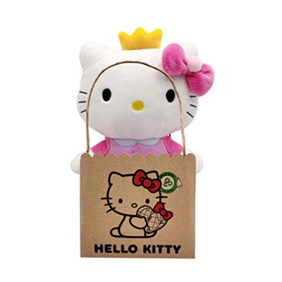 Image de Joytoy Hello Kitty Princess Eco Plush 24 cm dans Un Sac en Carton réutilisable La Peluche est fabriquée à partir de matériaux 100% recyclés Bouteilles Pet