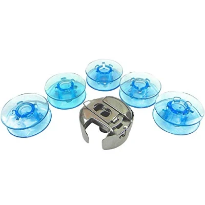Image de Z.N. Capsule de bobine + 5 bobines en plastique bleu pour machine à coudre Gritzner