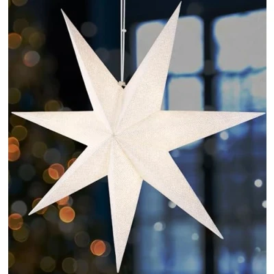 Image de BRUBAKER Étoile de Noël en Papier 60 cm pour Intérieur l&#039;Avent avec Douille E14 Suspendue 3D Lumineuse Fenêtre à Suspendre Set 3,5 m Câble Blanc