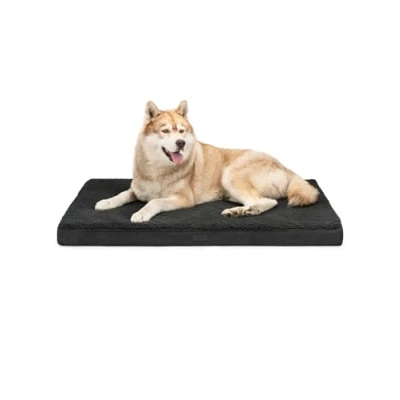 Image de lionto Lit orthopédique, 112 x 81 8 cm, robuste, avec peluche douce, housse amovible et lavable, imperméable, convient aux petits grands chiens chats, noir