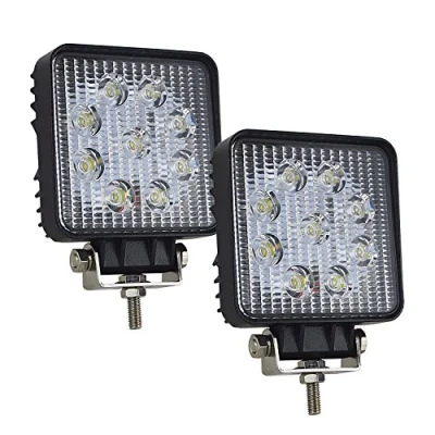 Image de AUXTINGS 2 pièces 4 Pouces 27W carré Phare de Travail Barres d&#039;éclairage LED, Feux à Large Faisceau pour camions Tout Terrain SUV et 4x4 antibrouillard,CC 12V 24V