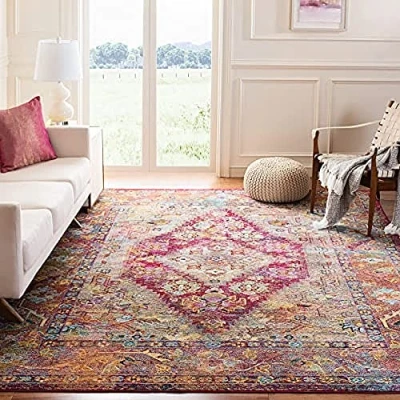 Image de Safavieh Crystal Collection Grand Tapis de Salon rectangulaire pour Une Utilisation en intérieur, Polypropylène, Bleu Ciel/Fuchsia, 160 X 230 cm