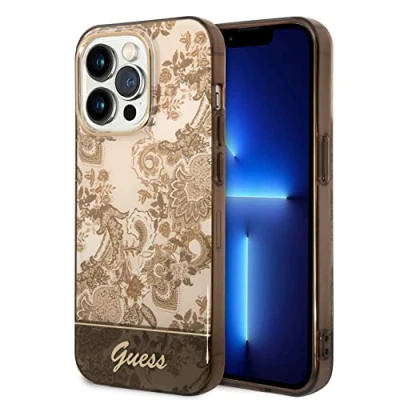 Image de Guess GUHCP14XHGPLHC Coque Rigide pour iPhone 14 Pro Max 6, 7&quot; Ochre Porcelain Collection Noir