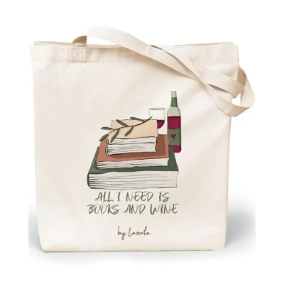 Image de Loxato Tote Bag sac Tissu Fourre Tout Femme En Toile coton 100% Jute Extra Large 8cm Grand 35 x 42 8 cm All I need is Books