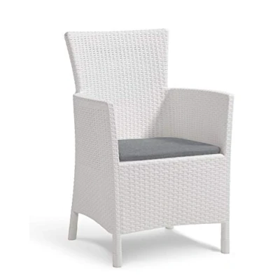 Image de Keter Allibert by Iowa Fauteuil de Jardin avec Coussin, en Plastique, Aspect rotin Plat, résistant aux intempéries, UV, certifié TÜV jusqu&#039;à 110 kg
