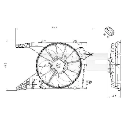 Image de TYC 828 0002 ventilateur Moteur pour véhicules avec système de climatisation 380 320 cadre du radiateur (encadrement)