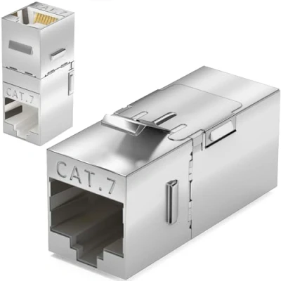Image de HB DIGITAL Keystone Adaptateur Coudé RJ45 Cat.7 à 90 CAT7 STP Module réseau jusqu&#039;à 1000 MHz 10 Gbit/s Rétrocompatible (Cat8, Cat7, Cat6, Cat5e)