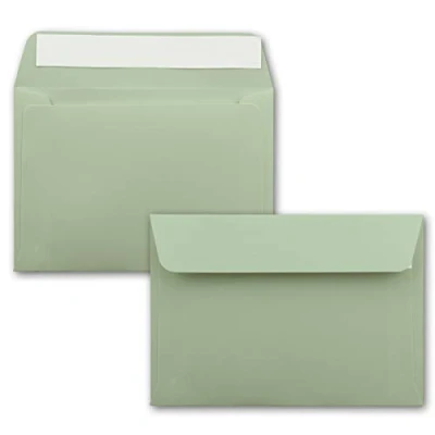 Image de 75x enveloppes C6 couleur: eucalyptus (vert) 11,4 x 16,2 cm fermeture: Auto adhésive avec Bande Détachable pour papier A4, A5, A6 et invitations lettres