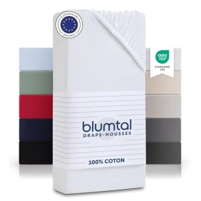 Image de Blumtal Basics Lot De 1 Jersey Drap Housse 140 x 190 160 200 Coton Certifié Oeko Tex 100% 135gsm Hauteur Matelas Jusqu&#039;à 25 cm Doux Blanc
