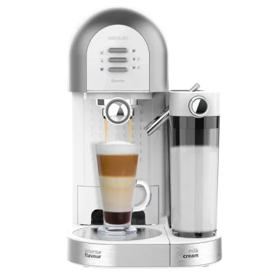 Image de Cecotec Machine à café Semi automatique Power Instant ccino 20 Chic Serie Bianca. 1470 W, Bars et Thermoblock, Elle convient pour moulu en dosettes, Réservoir 1,7 L