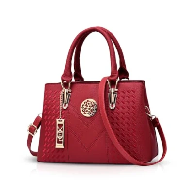 Image de NICOLE &amp; DORIS Sac à Main pour Femme Elégant Bandoulière Classique Sacs Portés en Cuir PU Travail Pochette Mode Epaule Vin Rouge